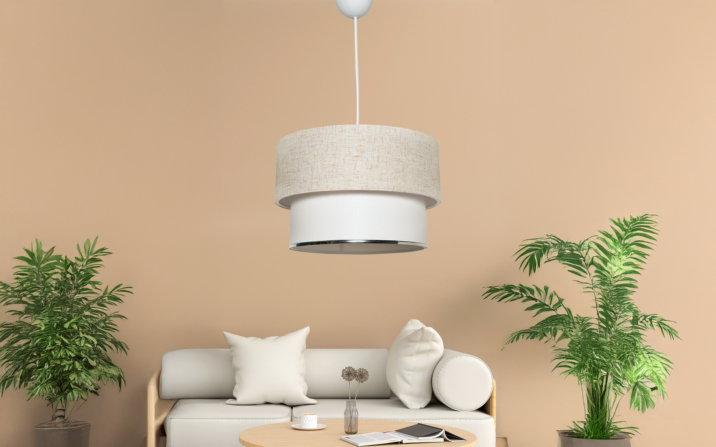 Ceiling lamp Corbeu, white + cream  2